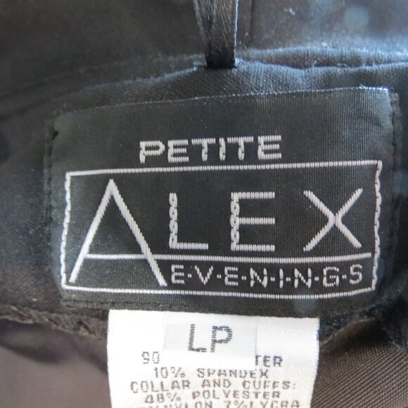 Alex Evenings Black Velvet Top Sheer Sleeve Evening Cocktail Large Petite - Picture 7 of 8